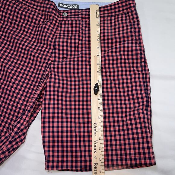 Bonobos Swim Trunks Size 33 Pink Blue Gingham Button Front Mesh Lined Preppy Dad - Picture 3 of 14